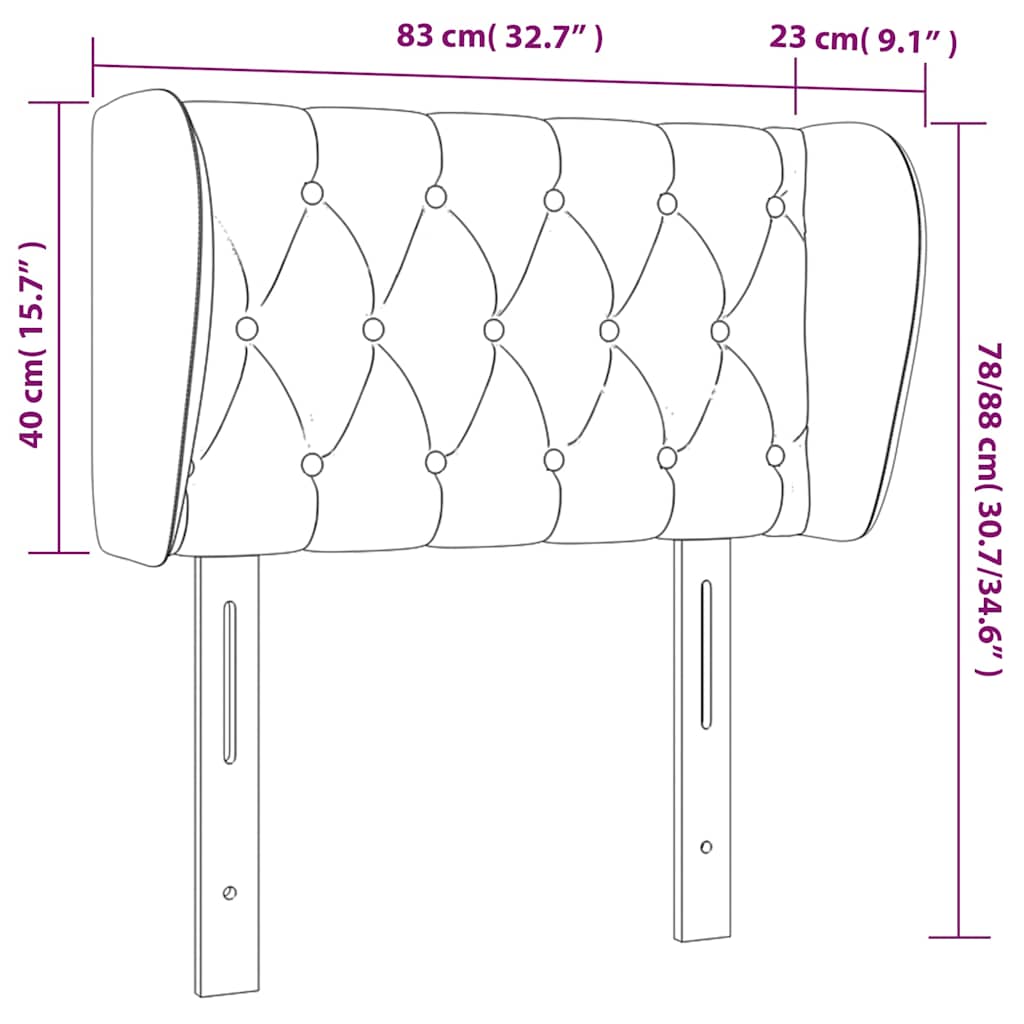 Kopfteil mit Ohren Dunkelgrün 83x23x78/88 cm Samt