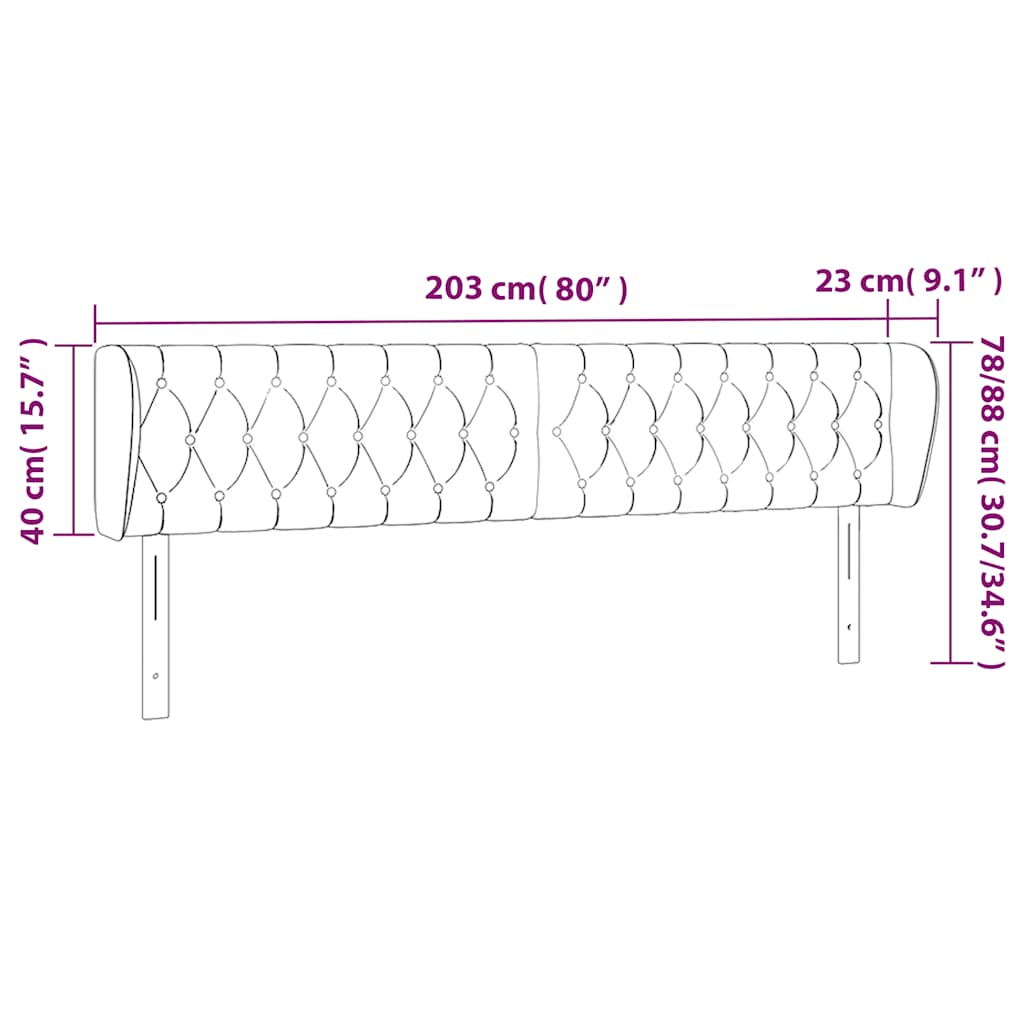 Kopfteil mit Ohren Dunkelgrün 203x23x78/88 cm Samt