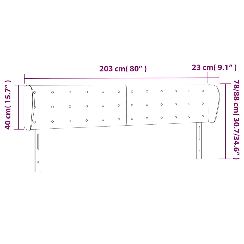 Kopfteil mit Ohren Creme 203x23x78/88 cm Stoff