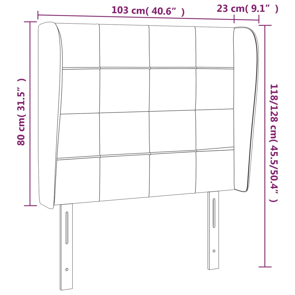 Kopfteil mit Ohren Dunkelgrau 103x23x118/128 cm Samt