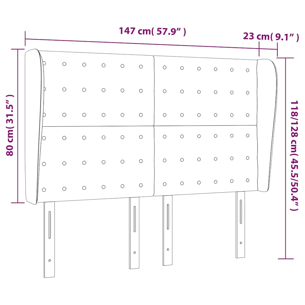 Kopfteil mit Ohren Cappuccino-Braun 147x23x118/128cm Kunstleder