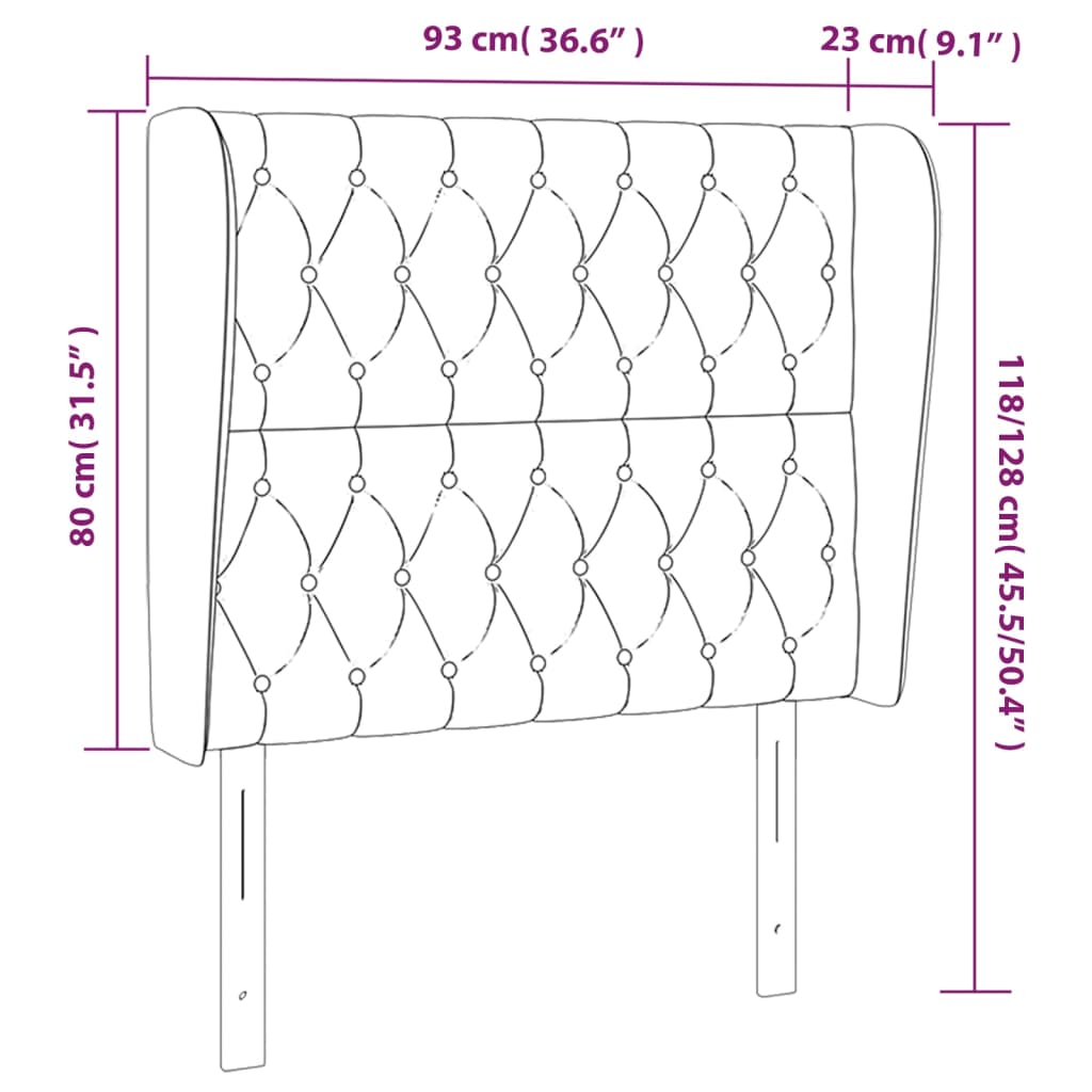 Kopfteil mit Ohren Dunkelgrau 93x23x118/128 cm Stoff