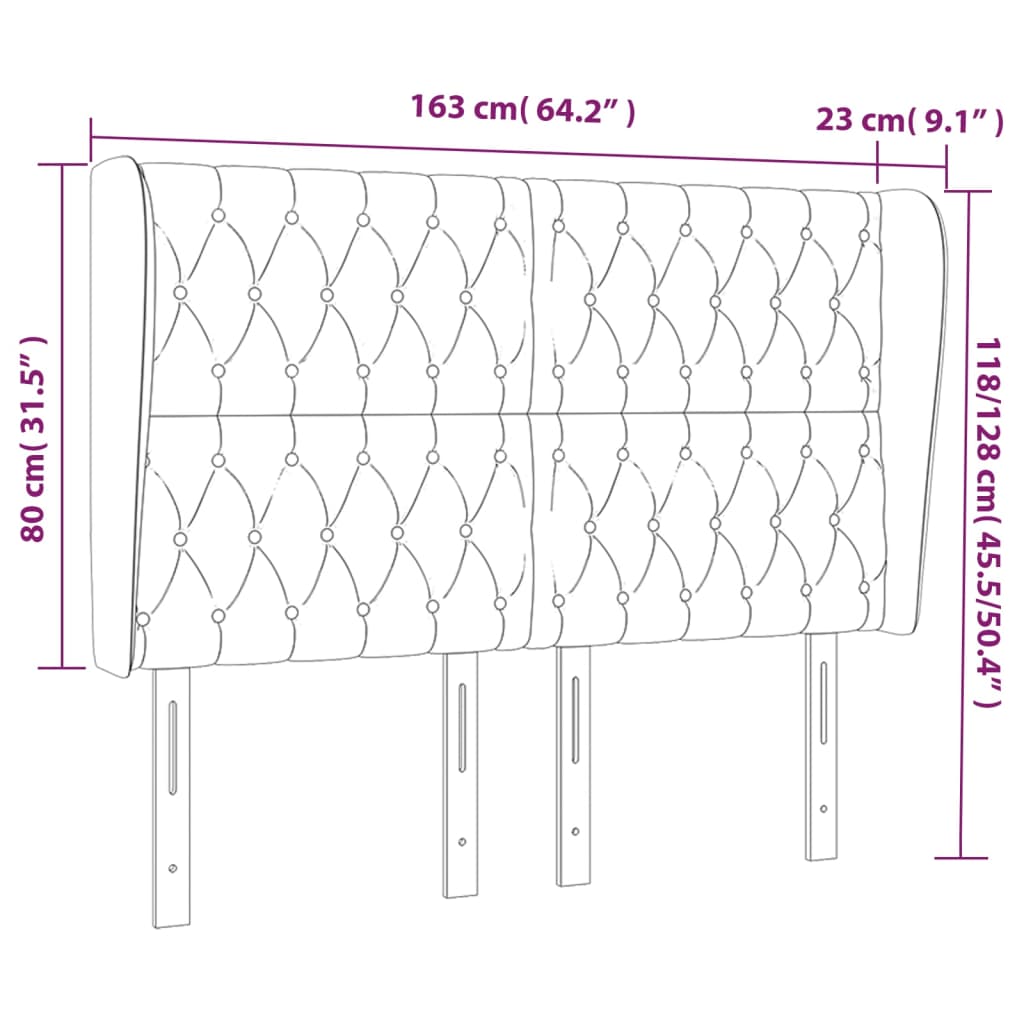Kopfteil mit Ohren Dunkelgrau 163x23x118/128 cm Stoff