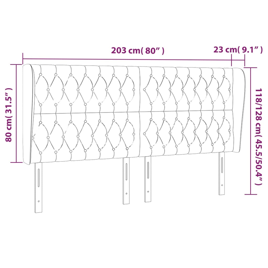 Kopfteil mit Ohren Dunkelgrau 203x23x118/128 cm Stoff