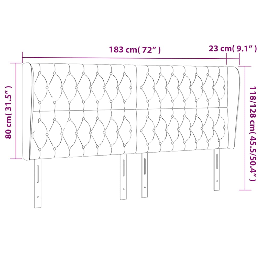 Kopfteil mit Ohren Rosa 183x23x118/128 cm Samt