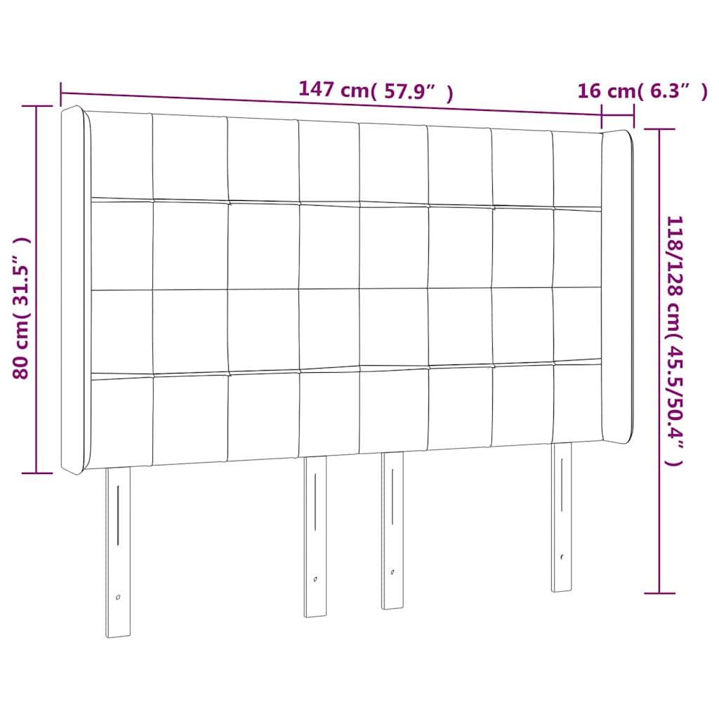 Kopfteil mit Ohren Dunkelbraun 147x16x118/128 cm Stoff
