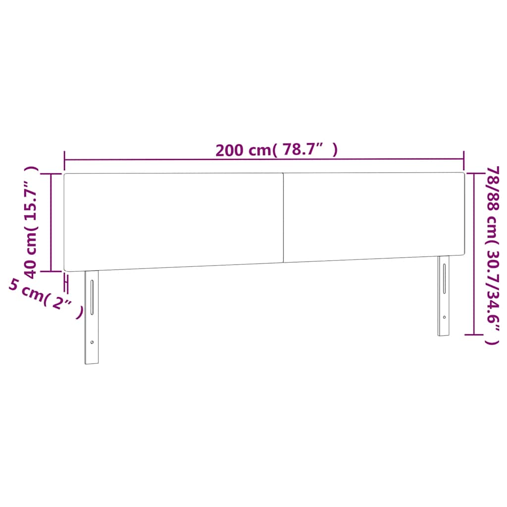 LED Kopfteil Dunkelblau 200x5x78/88 cm Samt