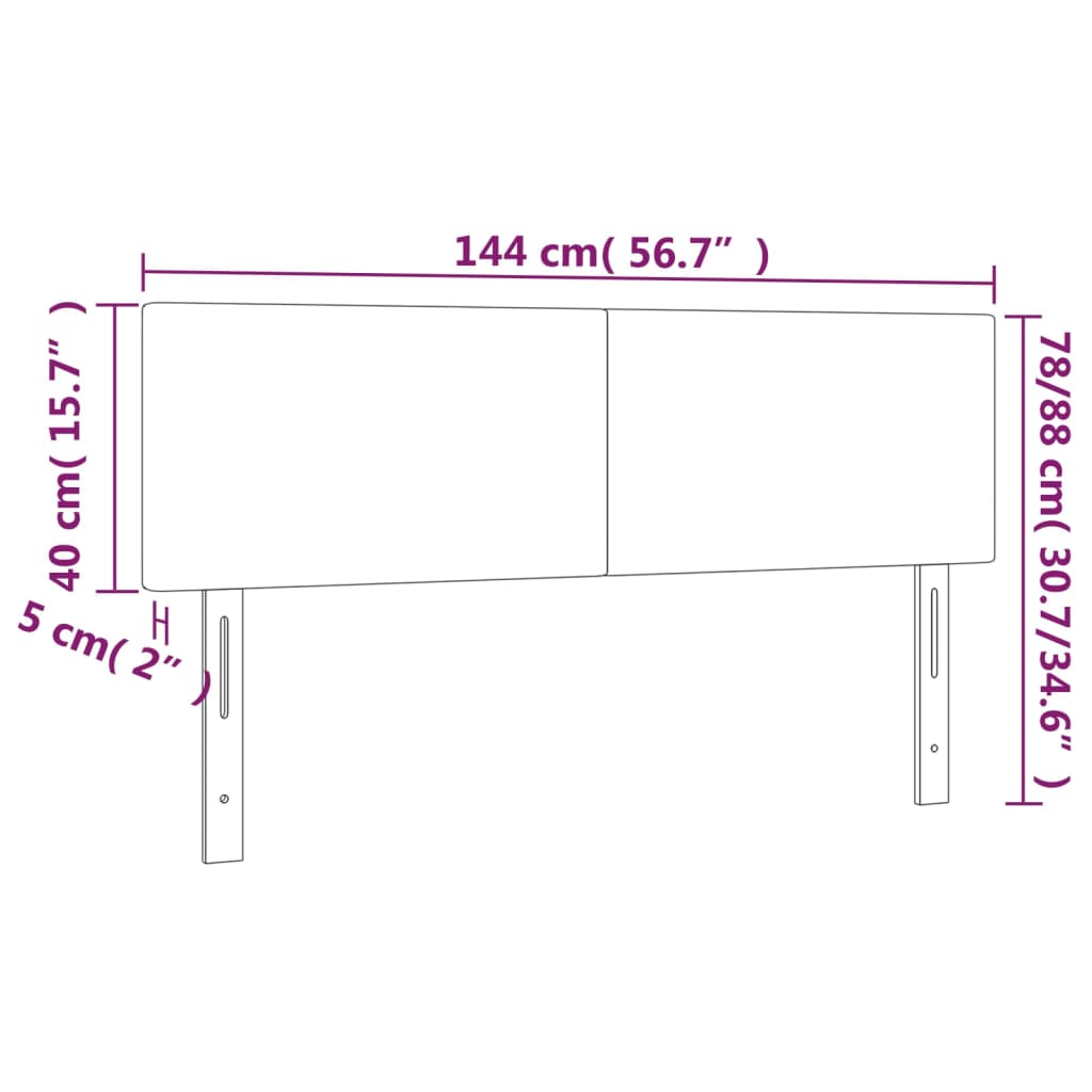 LED Kopfteil Creme 144x5x78/88 cm Kunstleder
