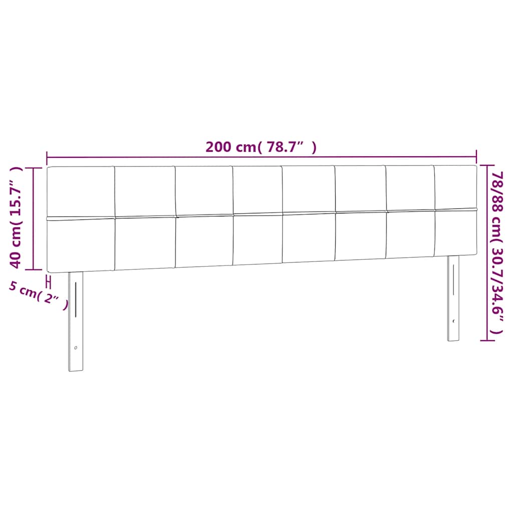 LED Kopfteil Dunkelblau 200x5x78/88 cm Samt