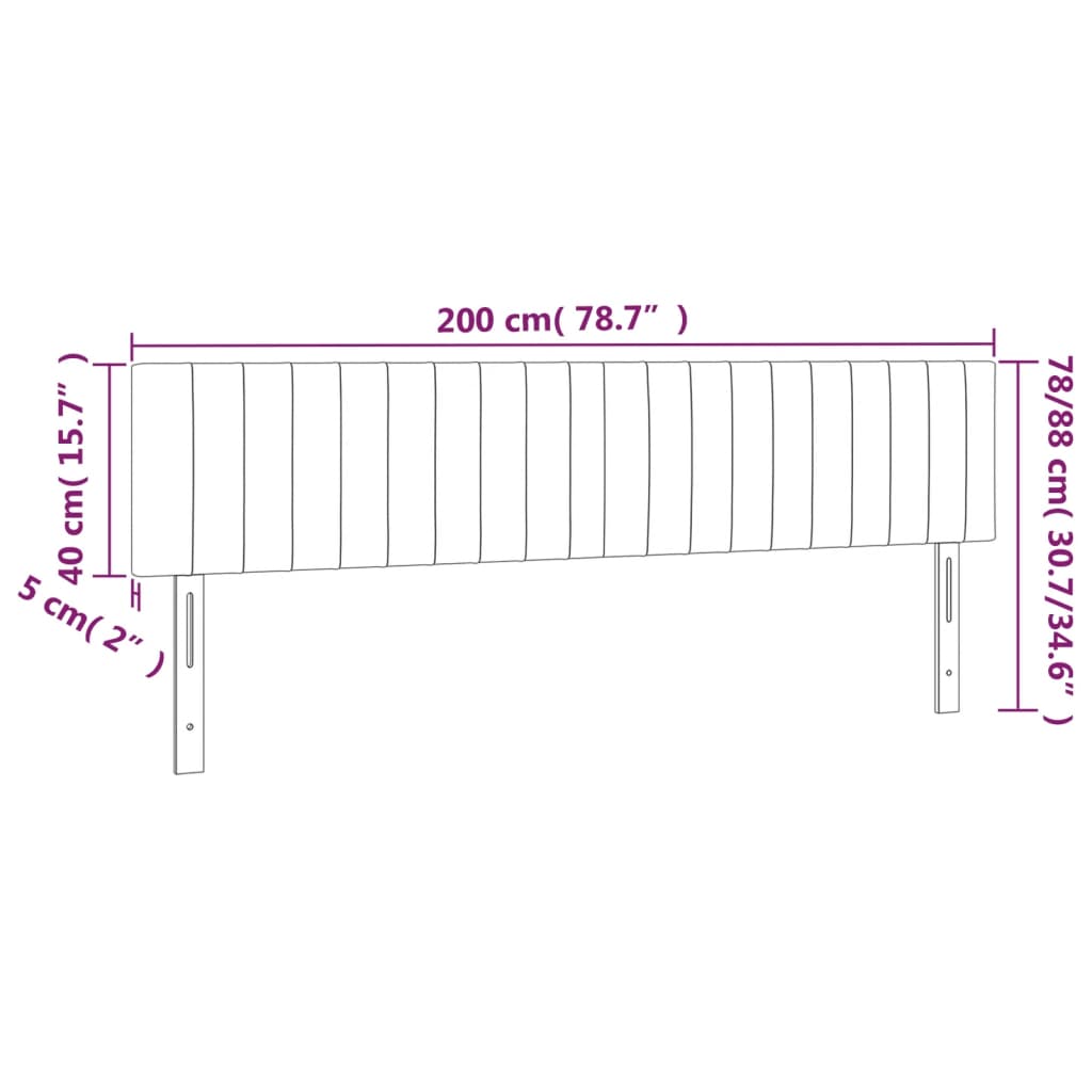 LED Kopfteil Dunkelgrau 200x5x78/88 cm Samt
