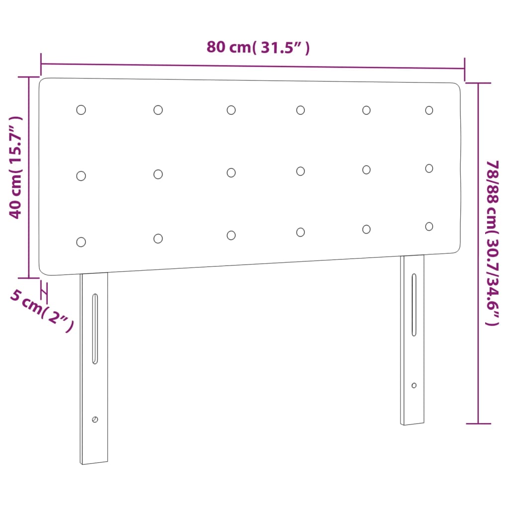 LED Kopfteil Taupe 80x5x78/88 cm Stoff