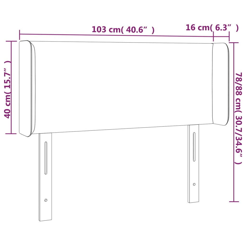 LED Kopfteil Schwarz 103x16x78/88 cm Stoff