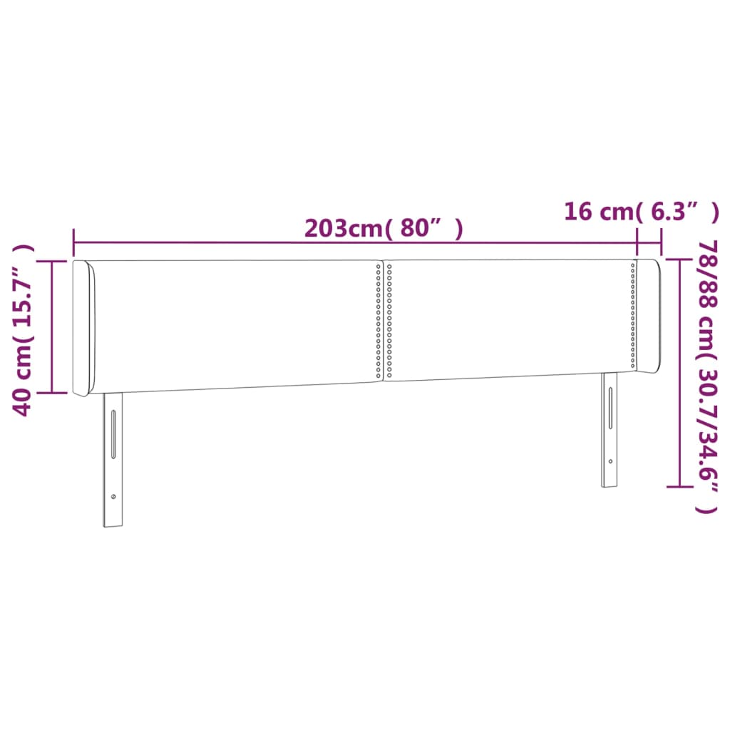 LED Kopfteil Schwarz 203x16x78/88 cm Stoff
