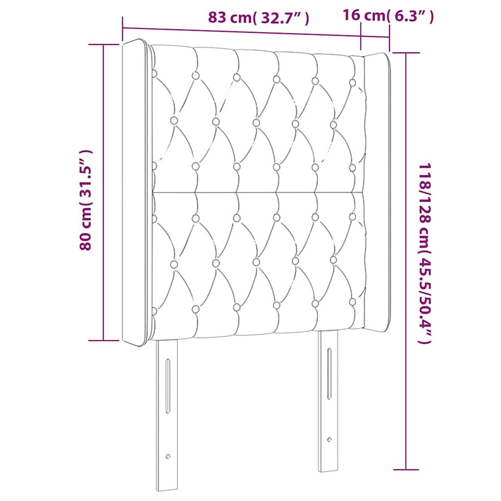 LED Kopfteil Dunkelgrün 83x16x118/128 cm Samt