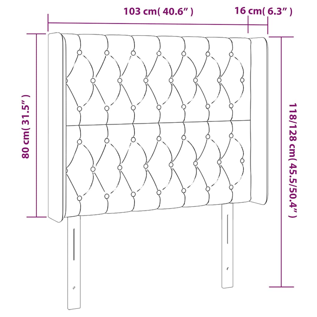 LED Kopfteil Dunkelblau 103x16x118/128 cm Samt