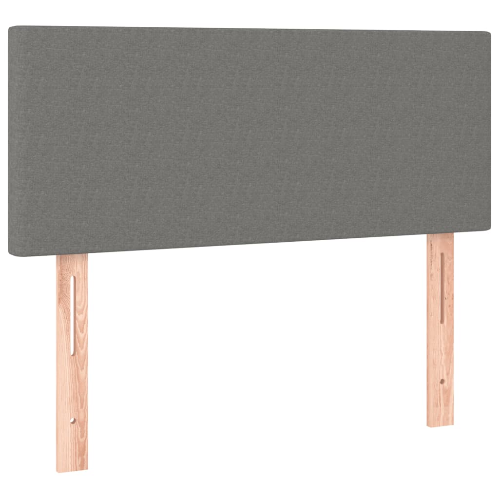 Lit sommier tapissier avec matelas tissu gris foncé 100x200 cm
