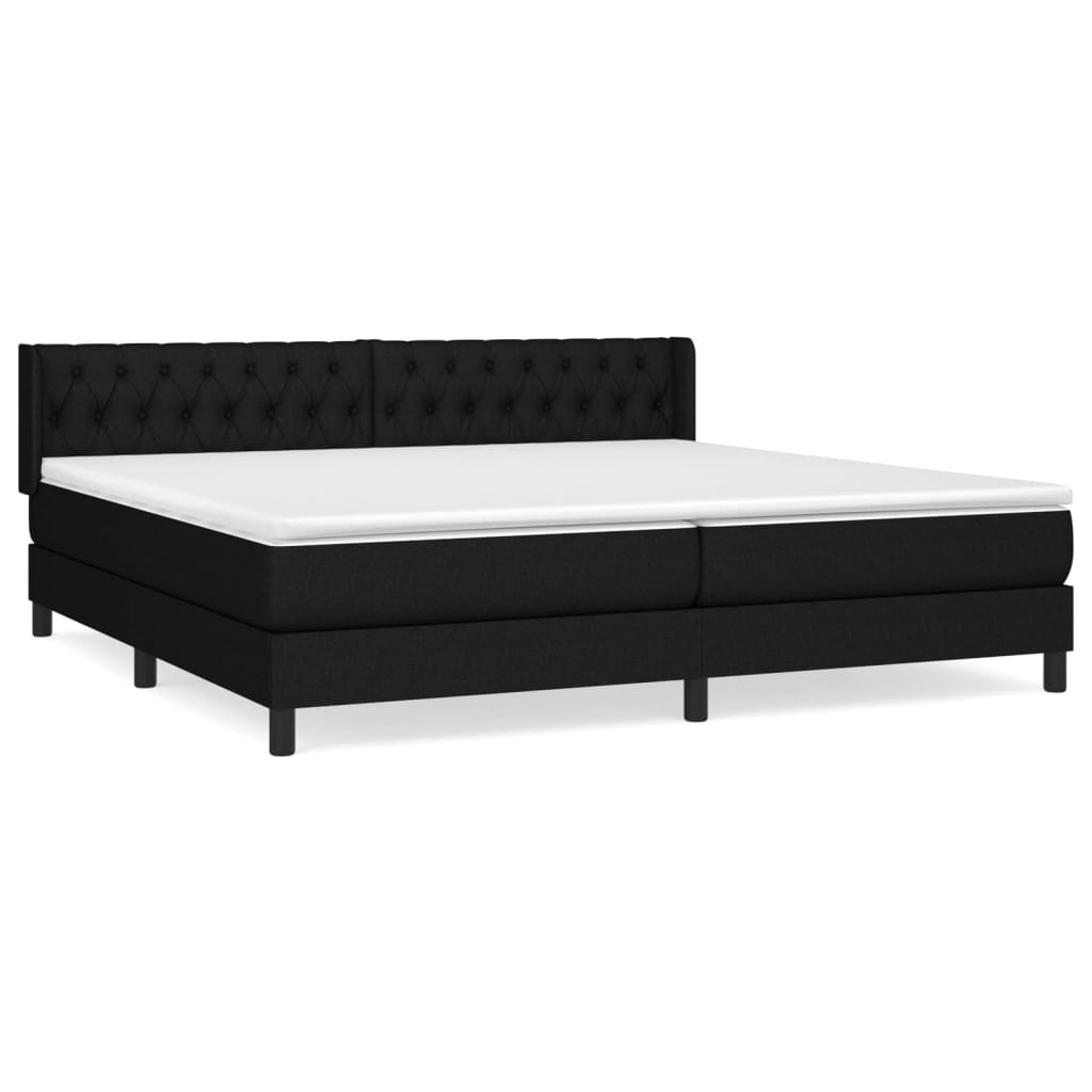 Box spring bed with mattress black 200x200 cm fabric