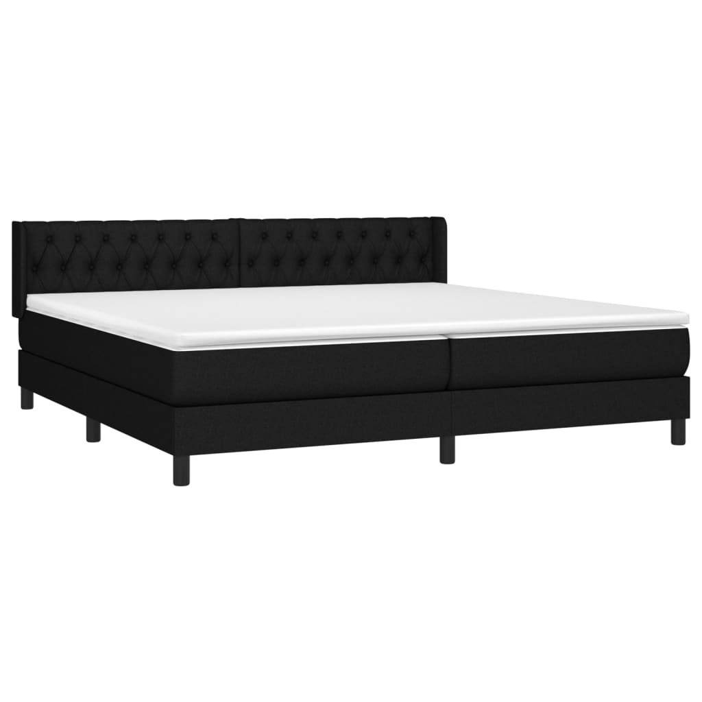 Box spring bed with mattress black 200x200 cm fabric