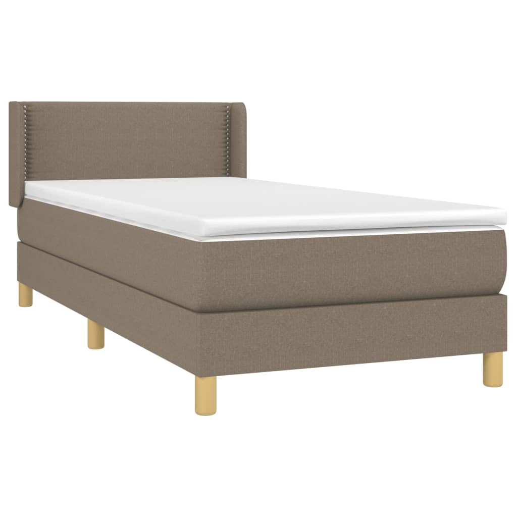 Lit sommier tapissier avec matelas tissu taupe 90x200 cm