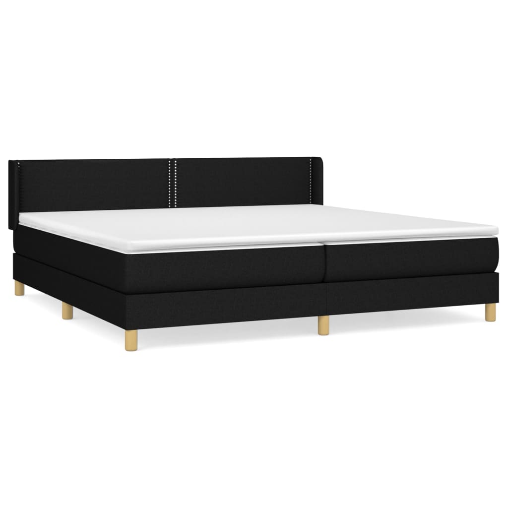 Box spring bed with mattress black 200x200 cm fabric