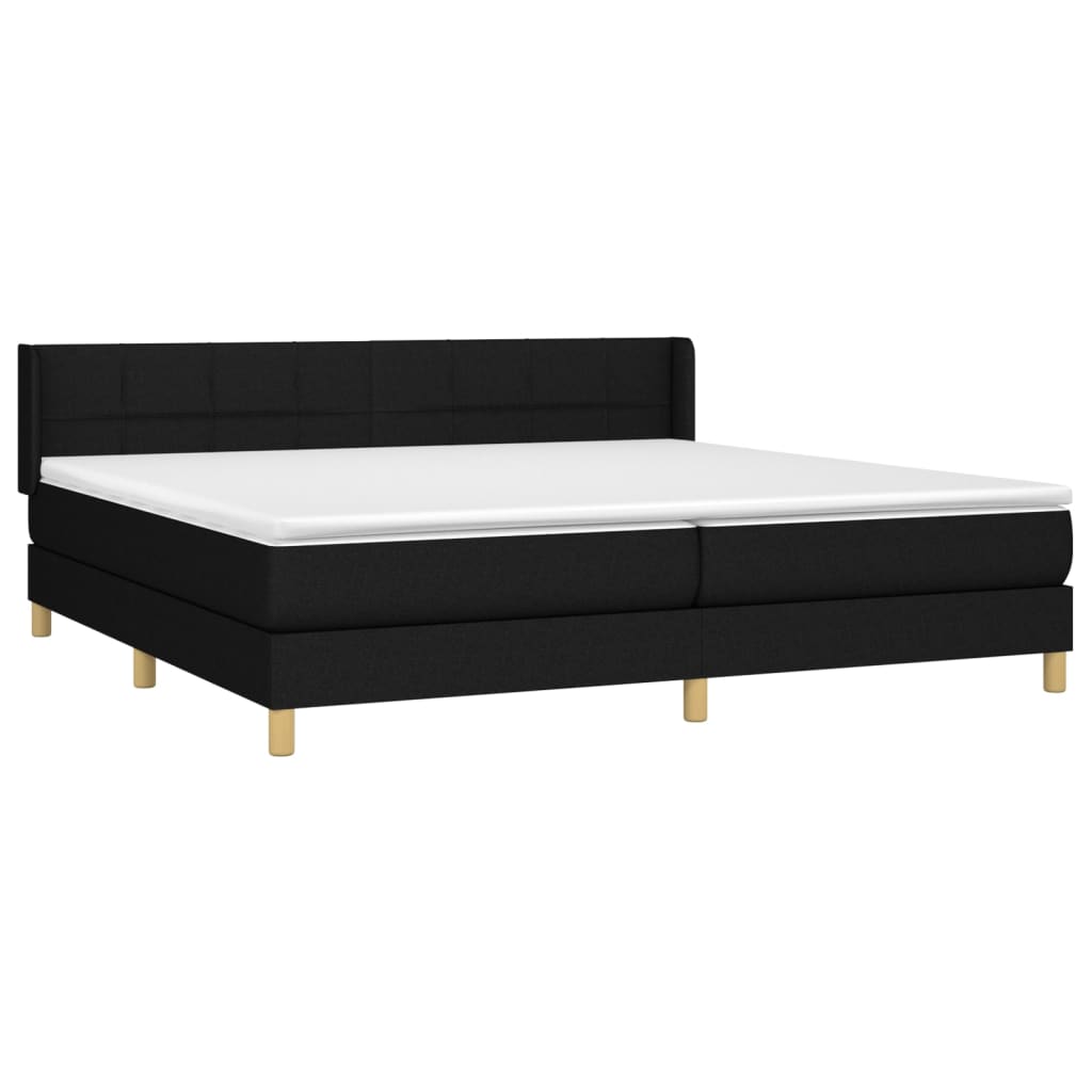 Box spring bed with mattress black 200x200 cm fabric