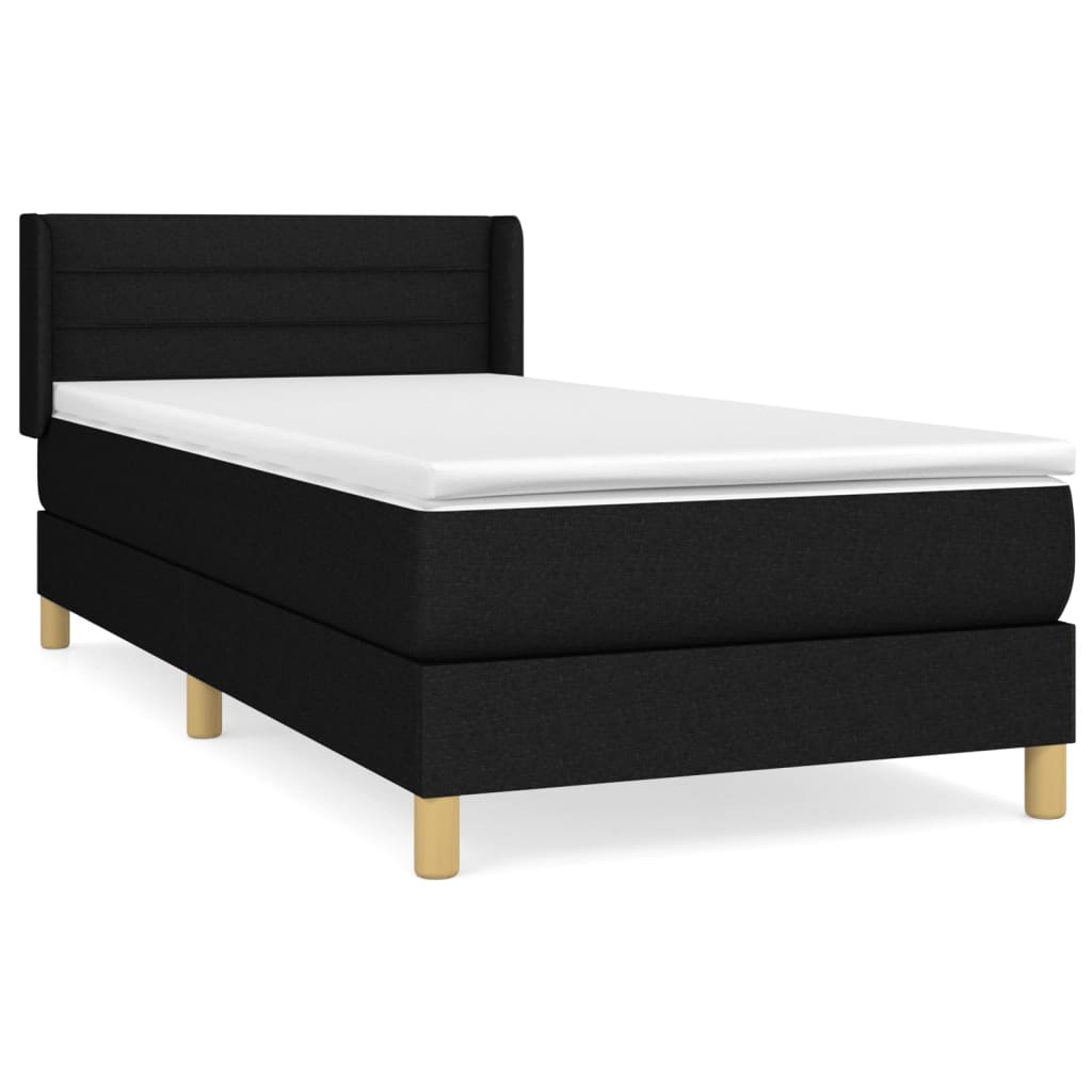 Lit à sommier tapissier avec matelas tissu noir 100x200 cm