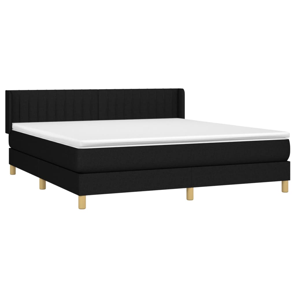 Box spring bed with mattress black 160x200 cm fabric