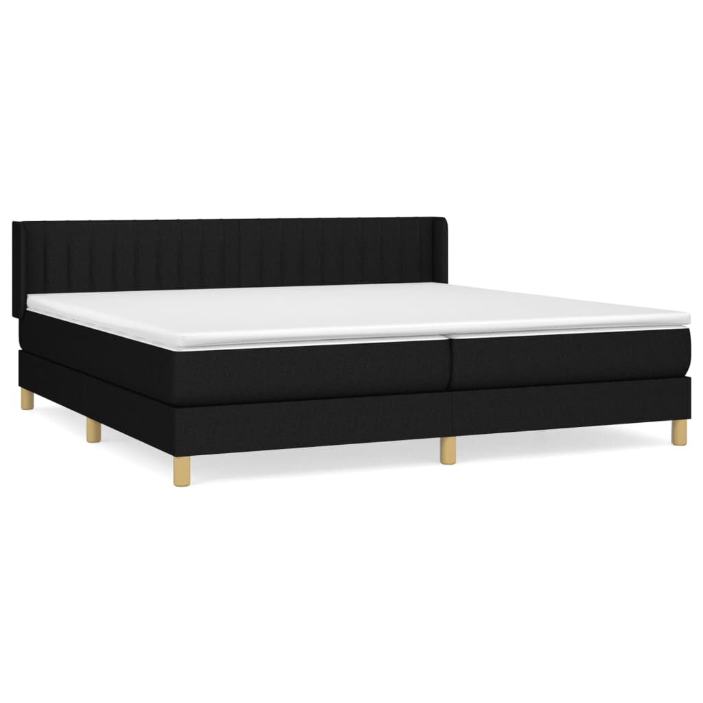 Box spring bed with mattress black 200x200 cm fabric