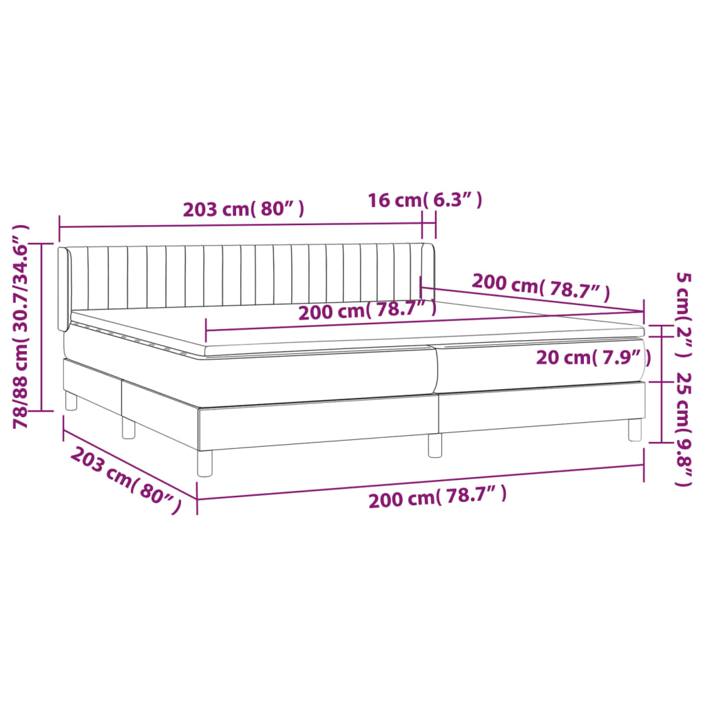 Box spring bed with mattress black 200x200 cm fabric