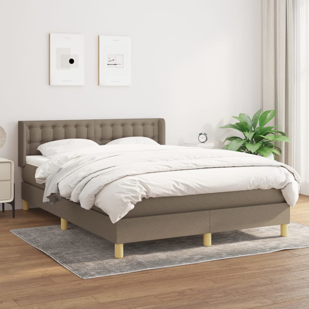 Box spring bed with mattress taupe 140x190 cm fabric