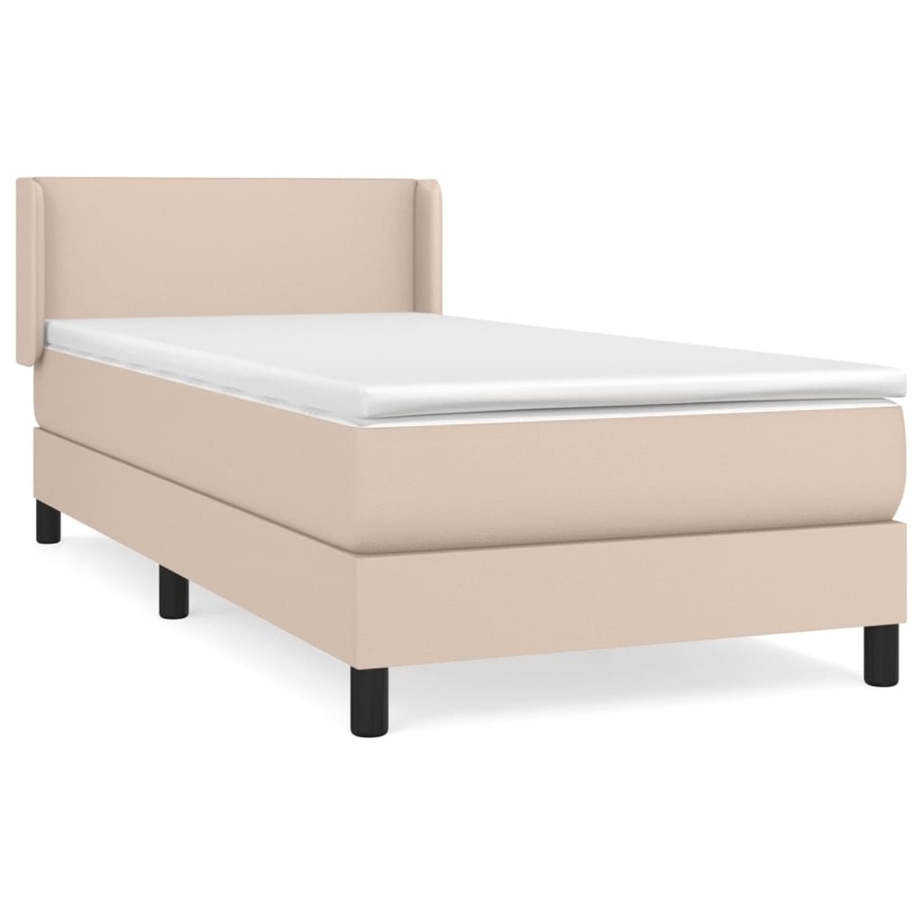 Matelas à sommier tapissier cappuccino-marron 100x200cm cuir artificiel