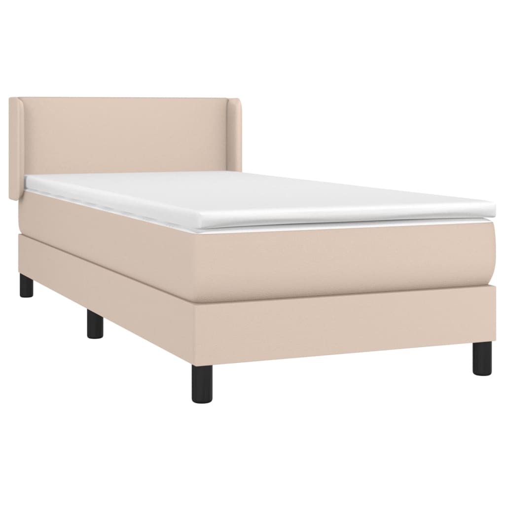 Matelas à sommier tapissier cappuccino-marron 100x200cm cuir artificiel