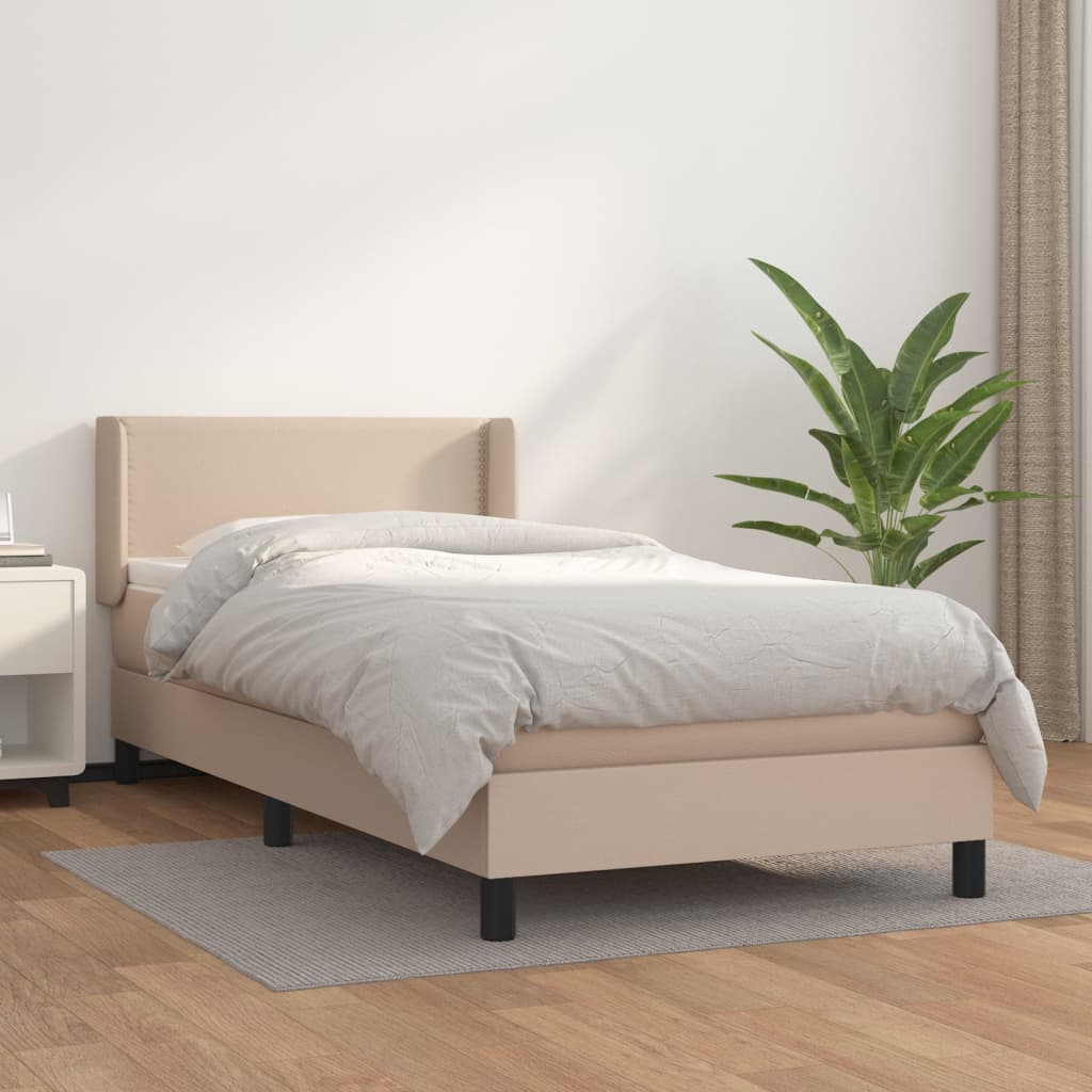 Matelas à sommier tapissier cappuccino-marron 100x200cm cuir artificiel