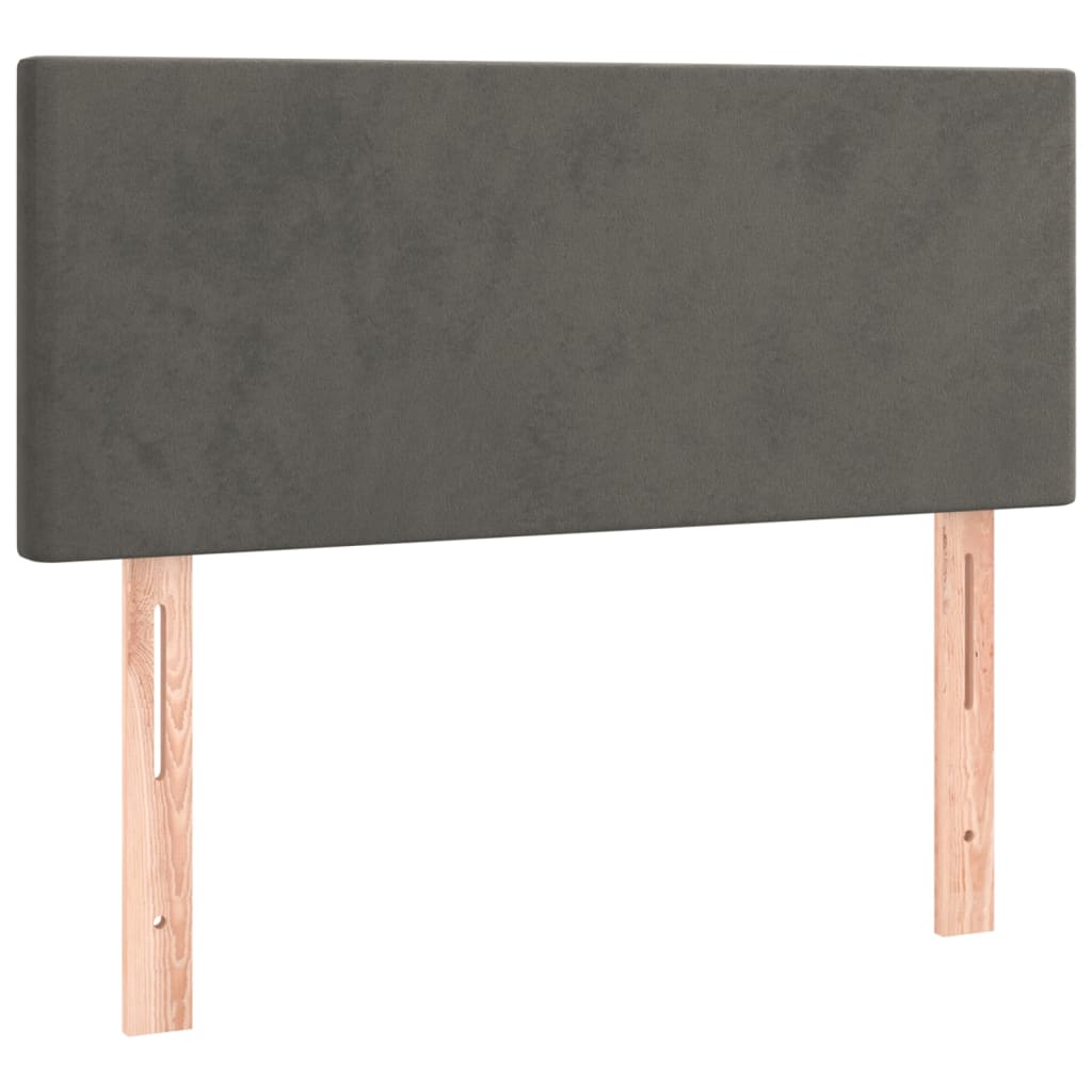 Sommier tapissier avec matelas gris foncé 100x200 cm velours