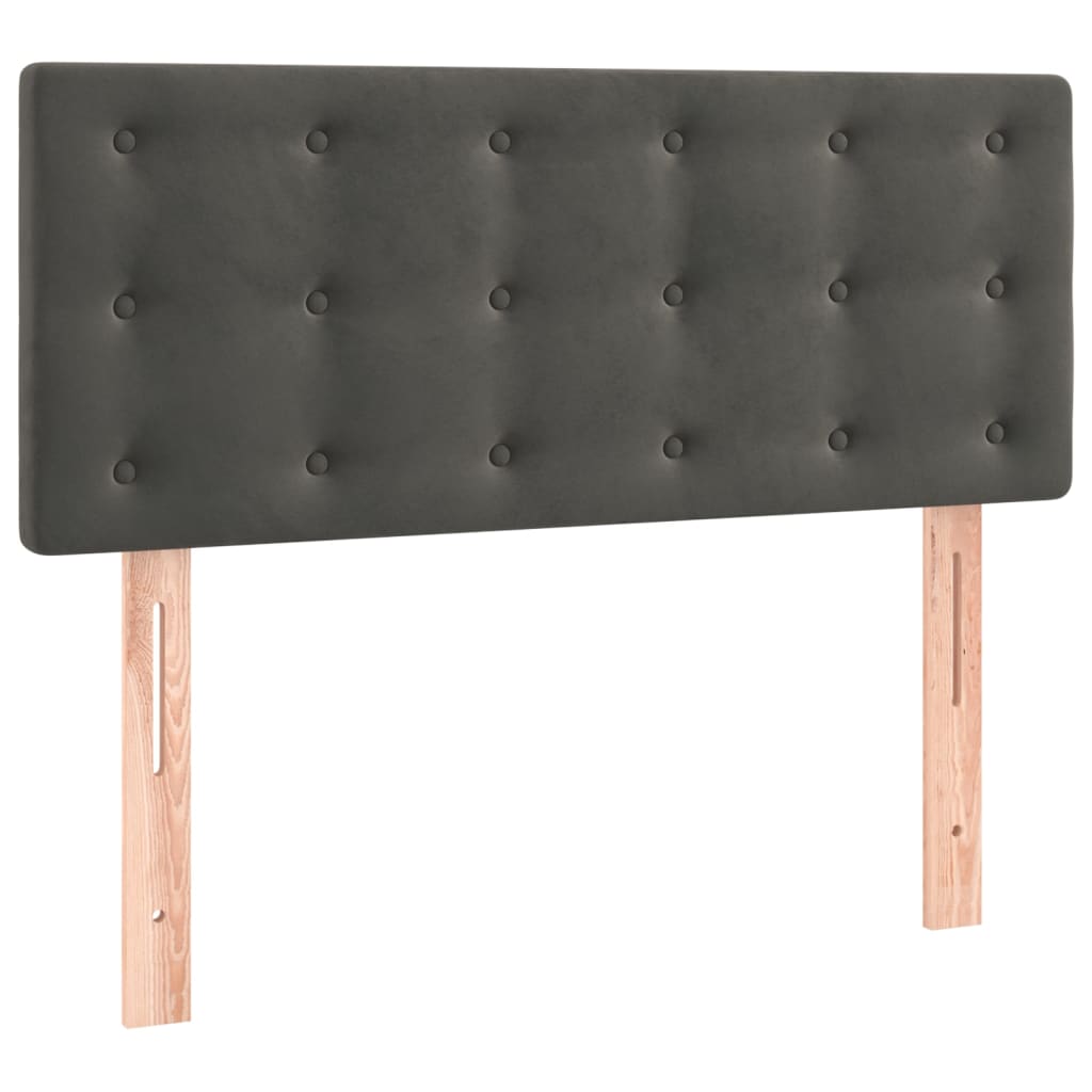 Sommier tapissier avec matelas gris foncé 100x200 cm velours