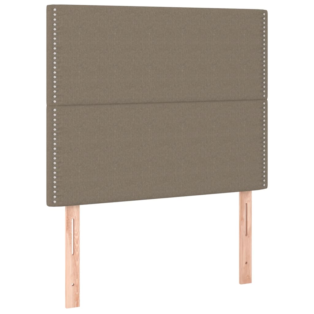 Lit sommier tapissier avec matelas tissu taupe 90x190 cm