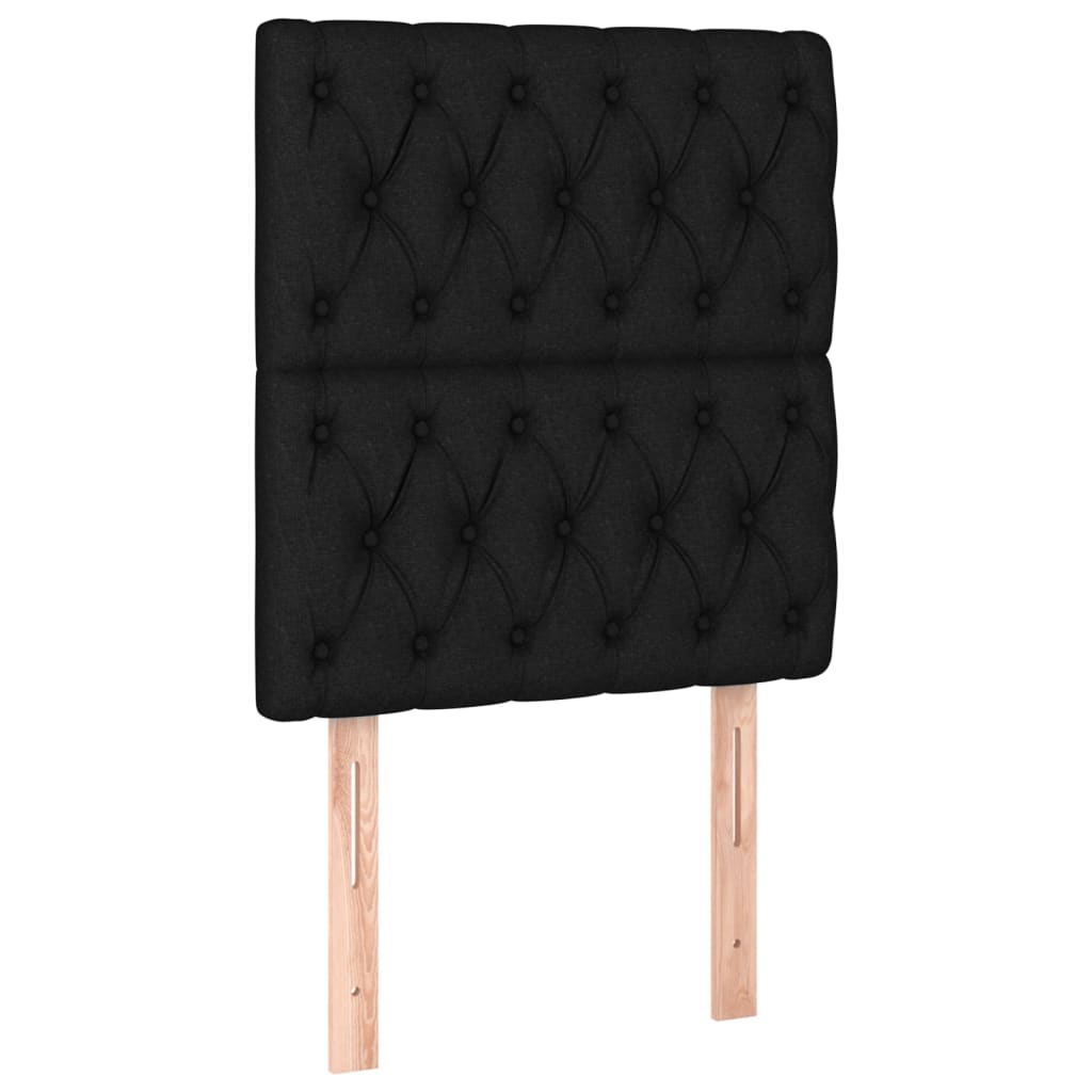 Lit à sommier tapissier avec matelas tissu noir 80x200 cm