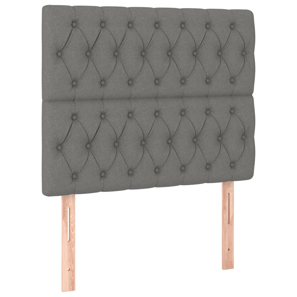 Lit sommier tapissier avec matelas tissu gris foncé 100x200 cm