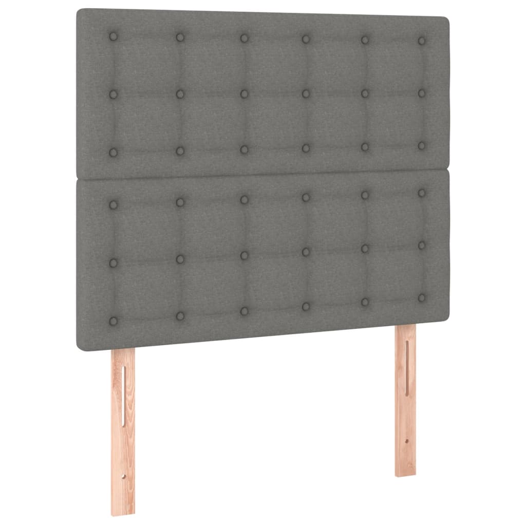 Lit sommier tapissier avec matelas tissu gris foncé 100x200 cm