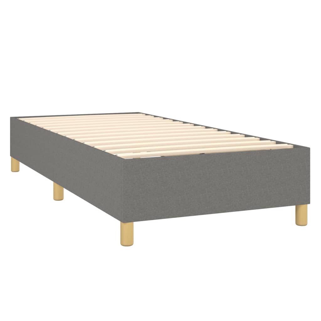 Lit sommier tapissier avec matelas tissu gris foncé 100x200 cm