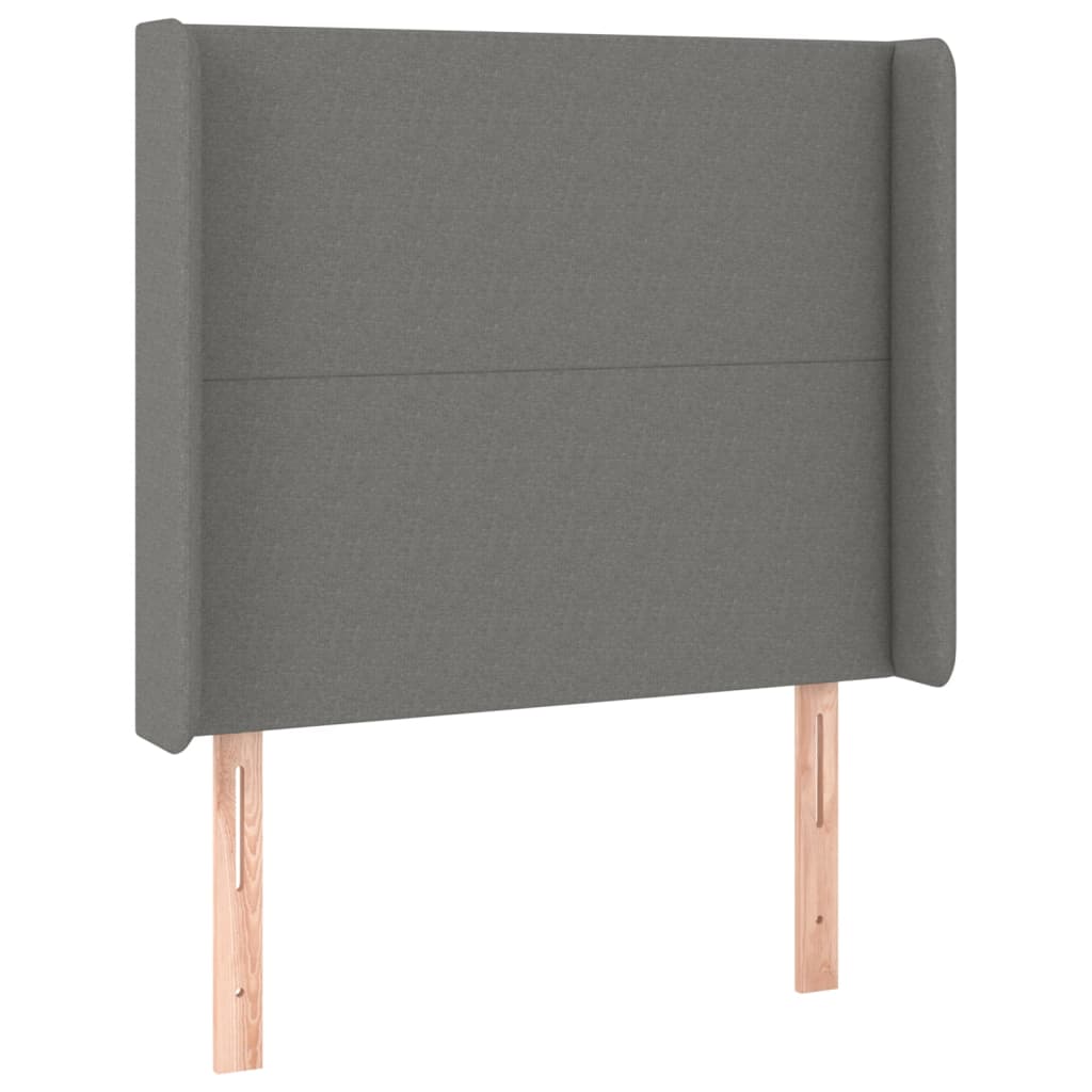 Lit sommier tapissier avec matelas tissu gris foncé 100x200 cm