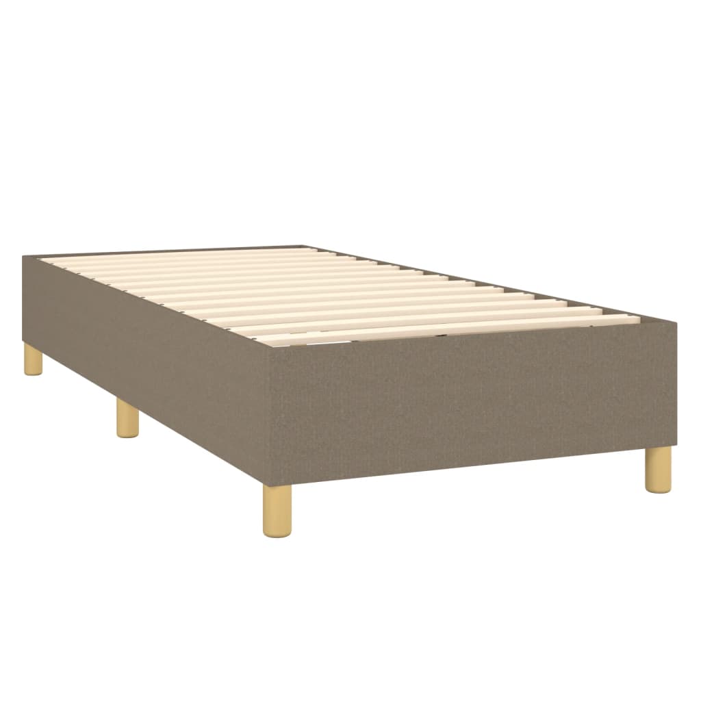 Lit sommier tapissier avec matelas tissu taupe 90x200 cm
