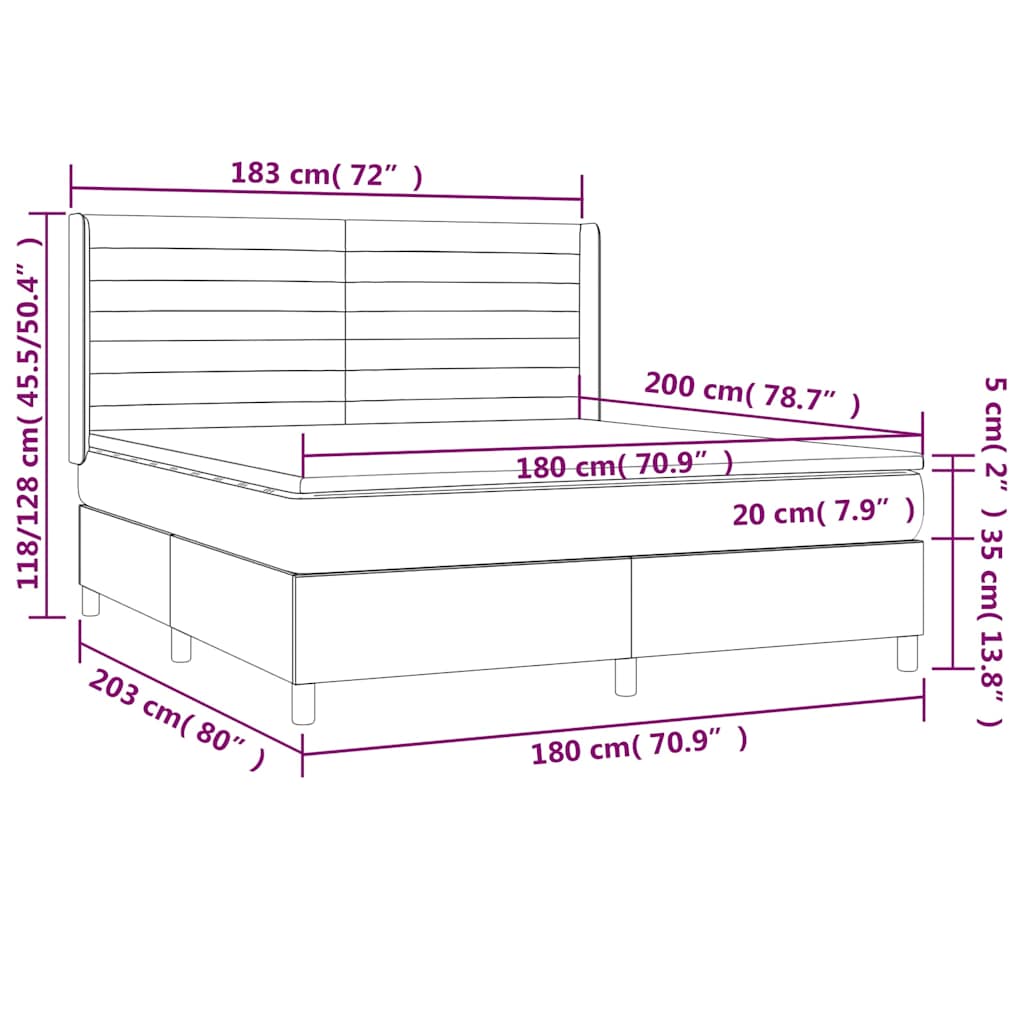 Boxspringbett mit Matratze Dunkelgrau 180x200 cm Stoff
