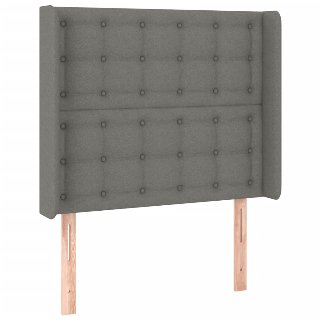 Lit sommier tapissier avec matelas tissu gris foncé 100x200 cm