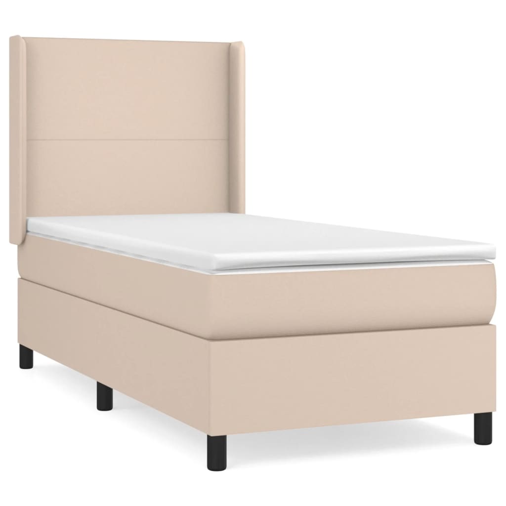 Matelas à sommier tapissier cappuccino-marron 100x200cm cuir artificiel