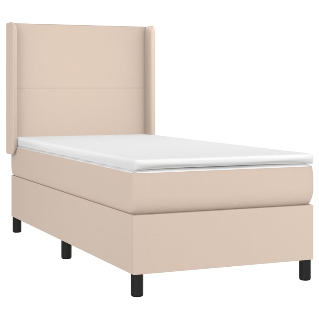 Matelas à sommier tapissier cappuccino-marron 100x200cm cuir artificiel