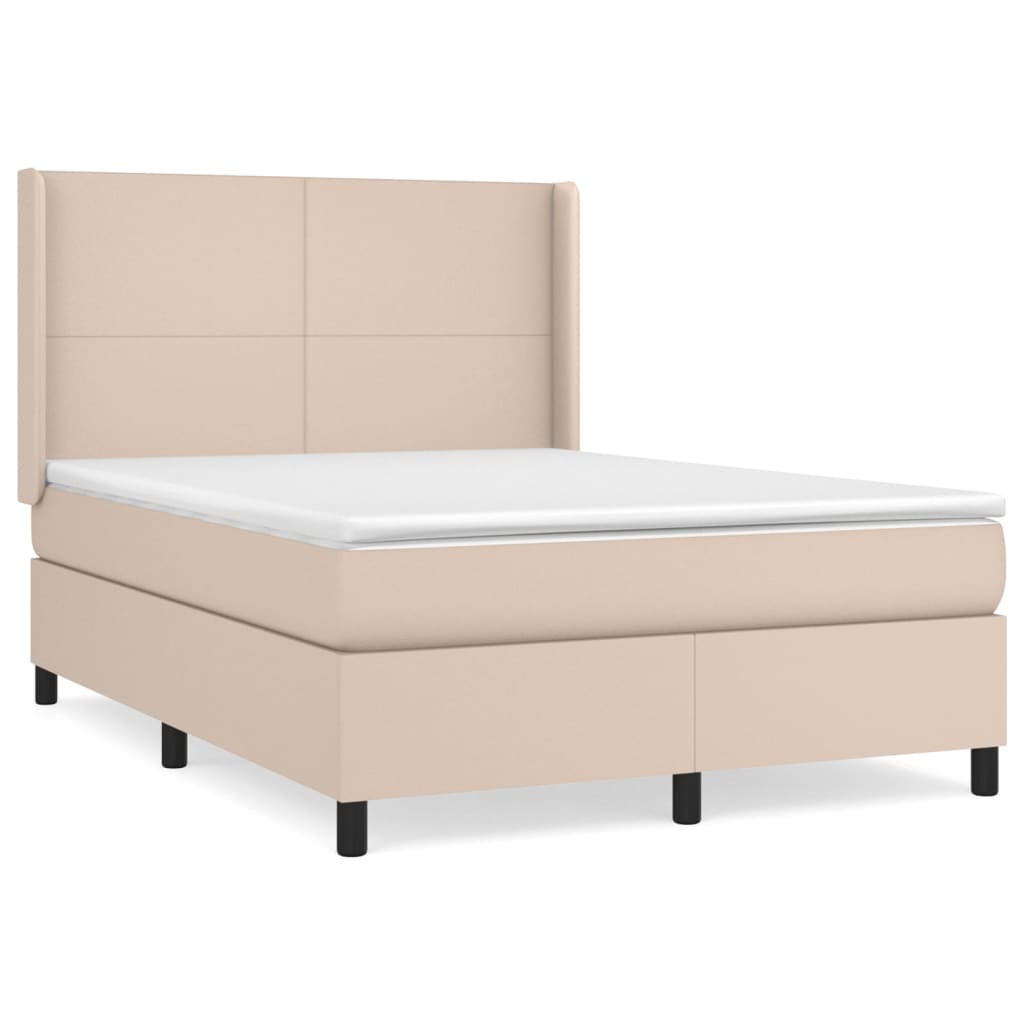 Matelas à sommier tapissier cappuccino-marron 140x200cm cuir artificiel