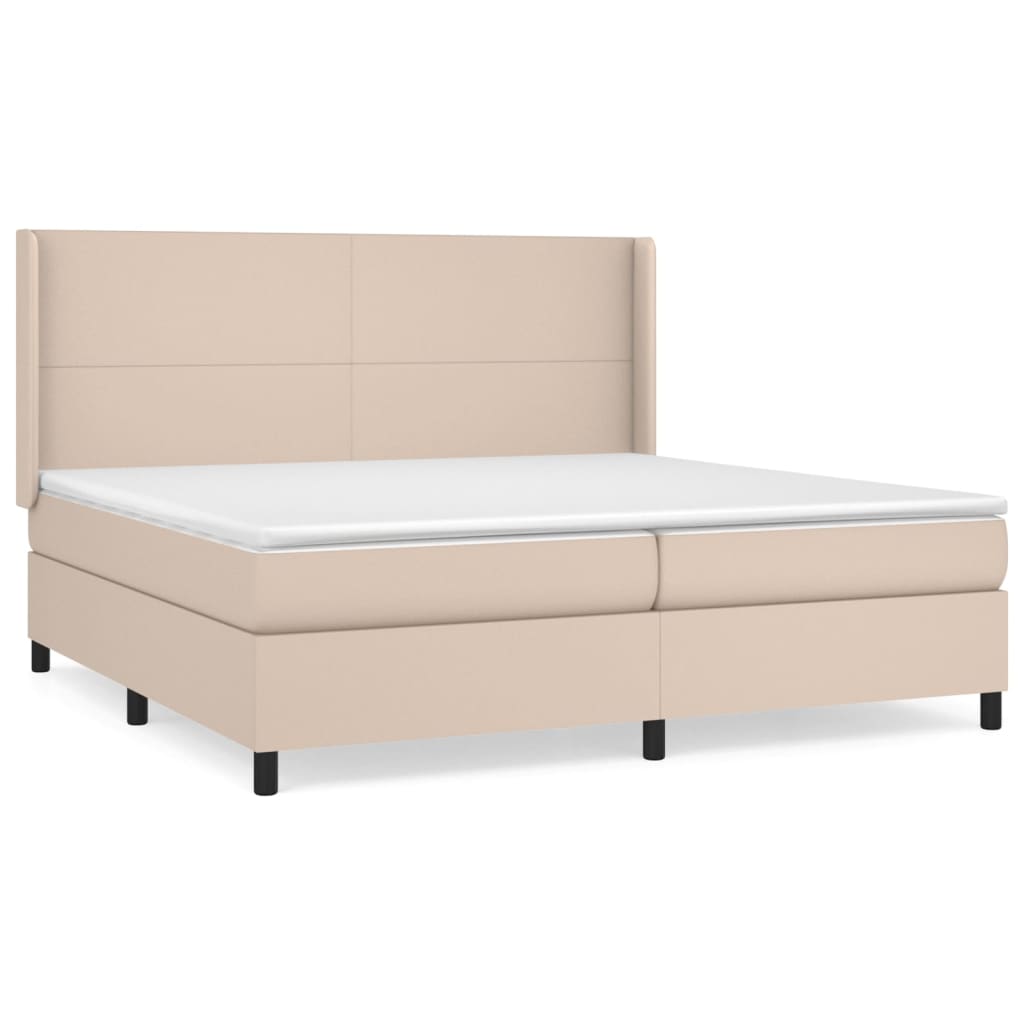 Matelas à sommier tapissier cappuccino-marron 200x200cm cuir artificiel