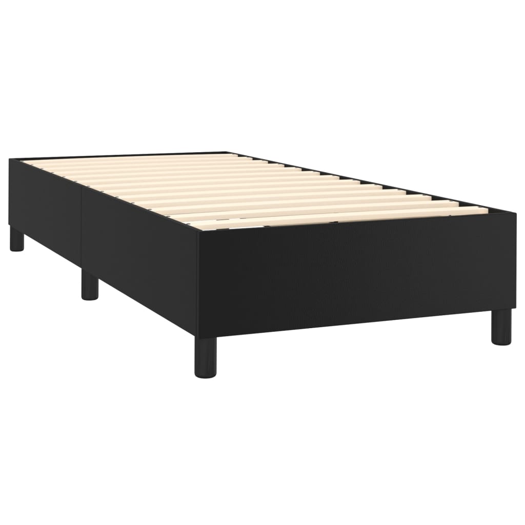 Lit à sommier tapissier avec matelas noir 90x200 cm en similicuir
