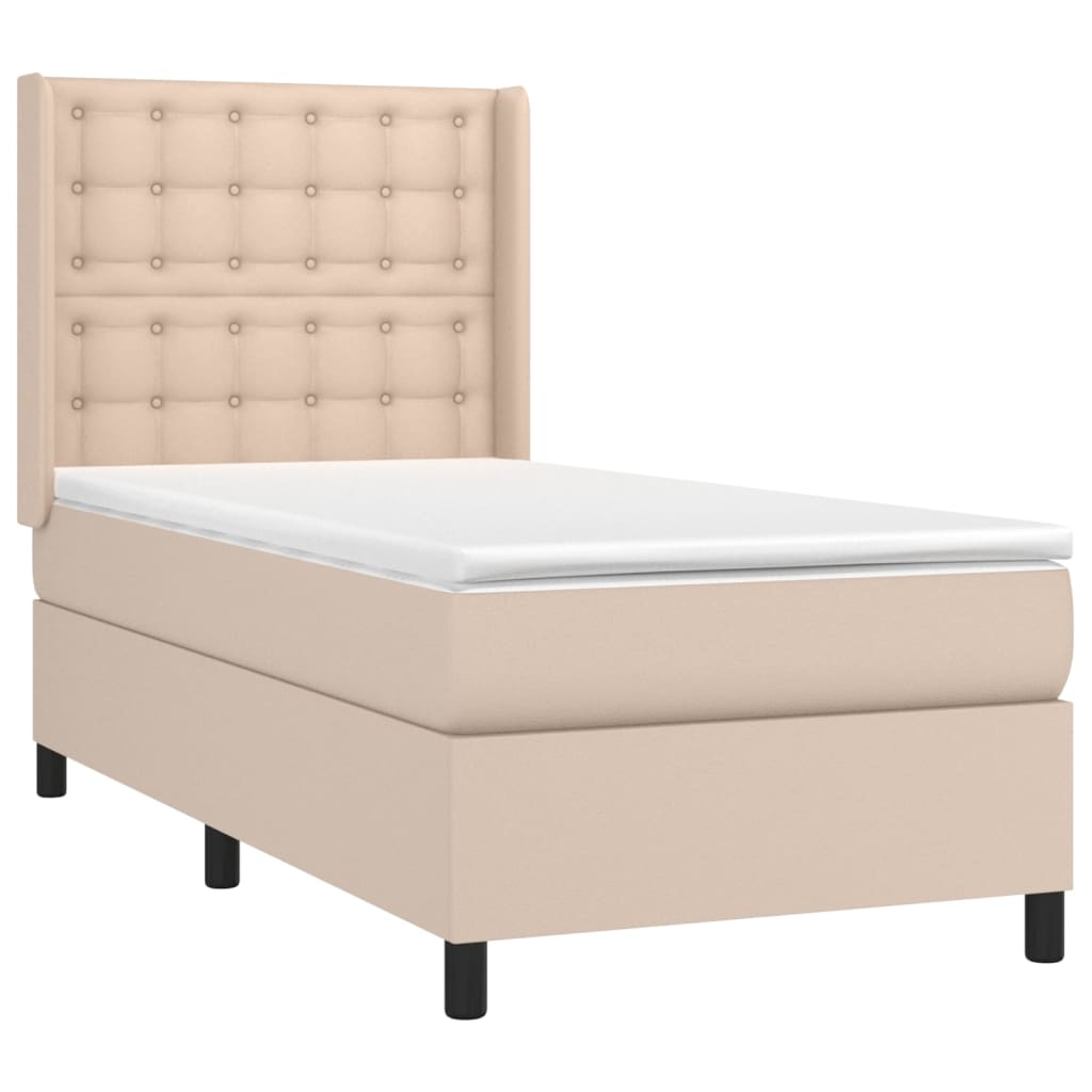 Matelas à sommier tapissier cappuccino-marron 100x200cm cuir artificiel